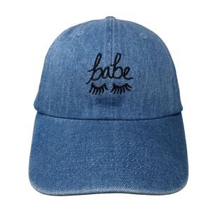 Babe Eyelashes Slideback Denim Hat Blue OSFA Embroidered Newhattan